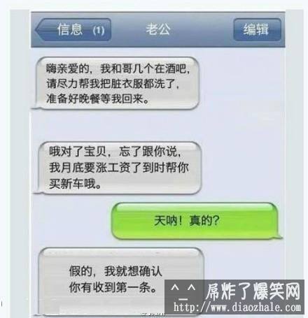 搞笑情侣短信，聪明的老公